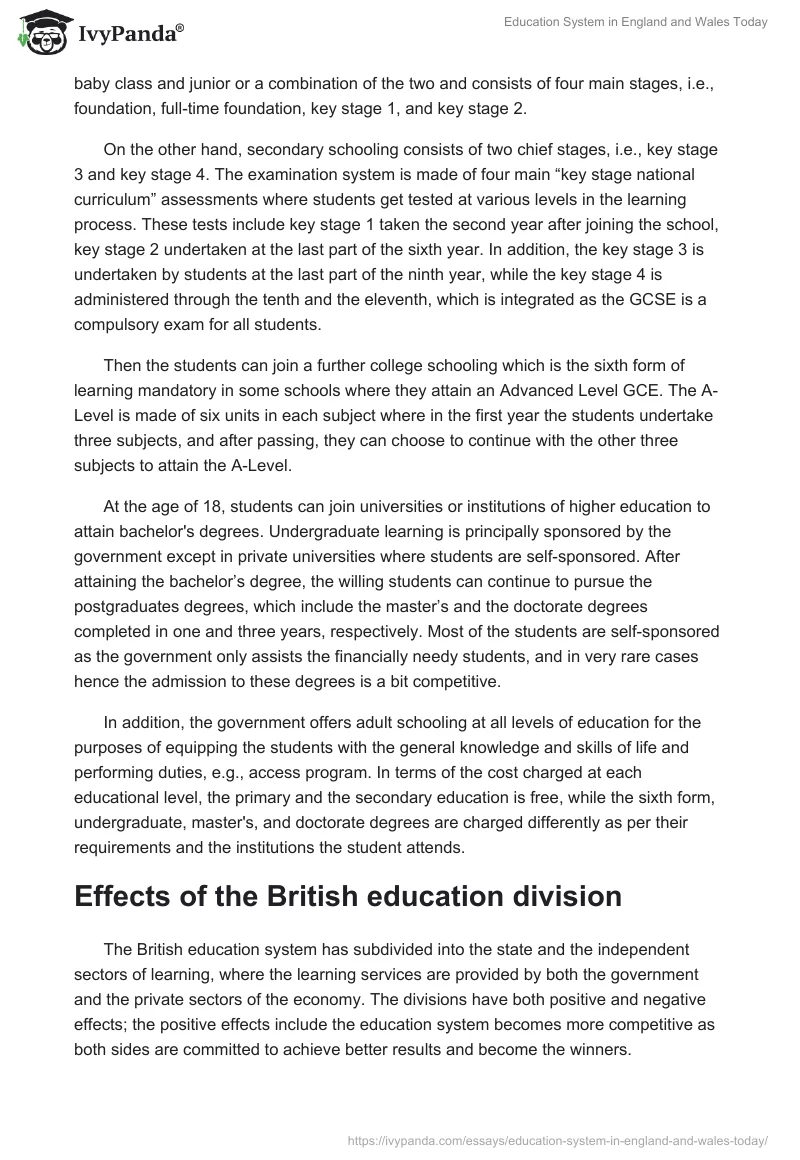 Education System in England and Wales Today. Page 2