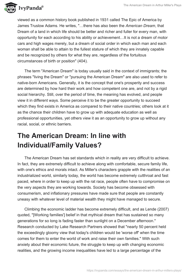 The American Dream in Arthur Miller's Plays. Page 2