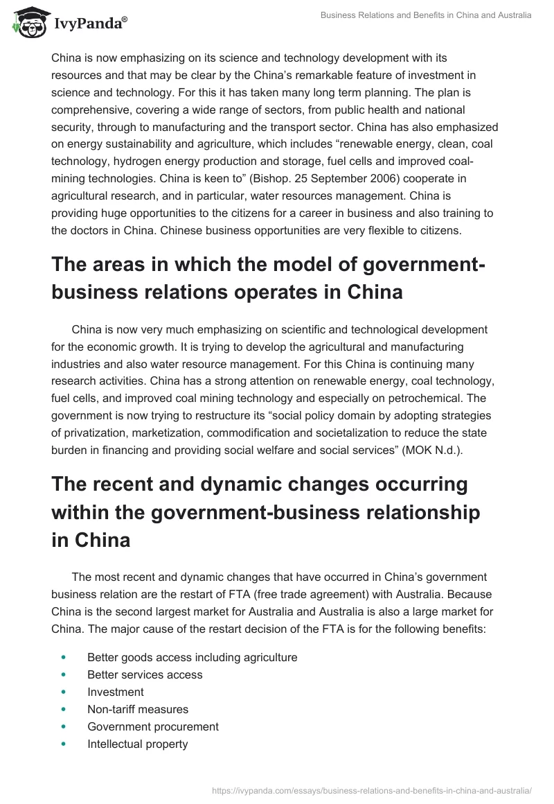 Business Relations and Benefits in China and Australia. Page 3