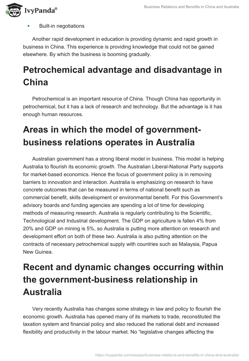 Business Relations and Benefits in China and Australia. Page 4