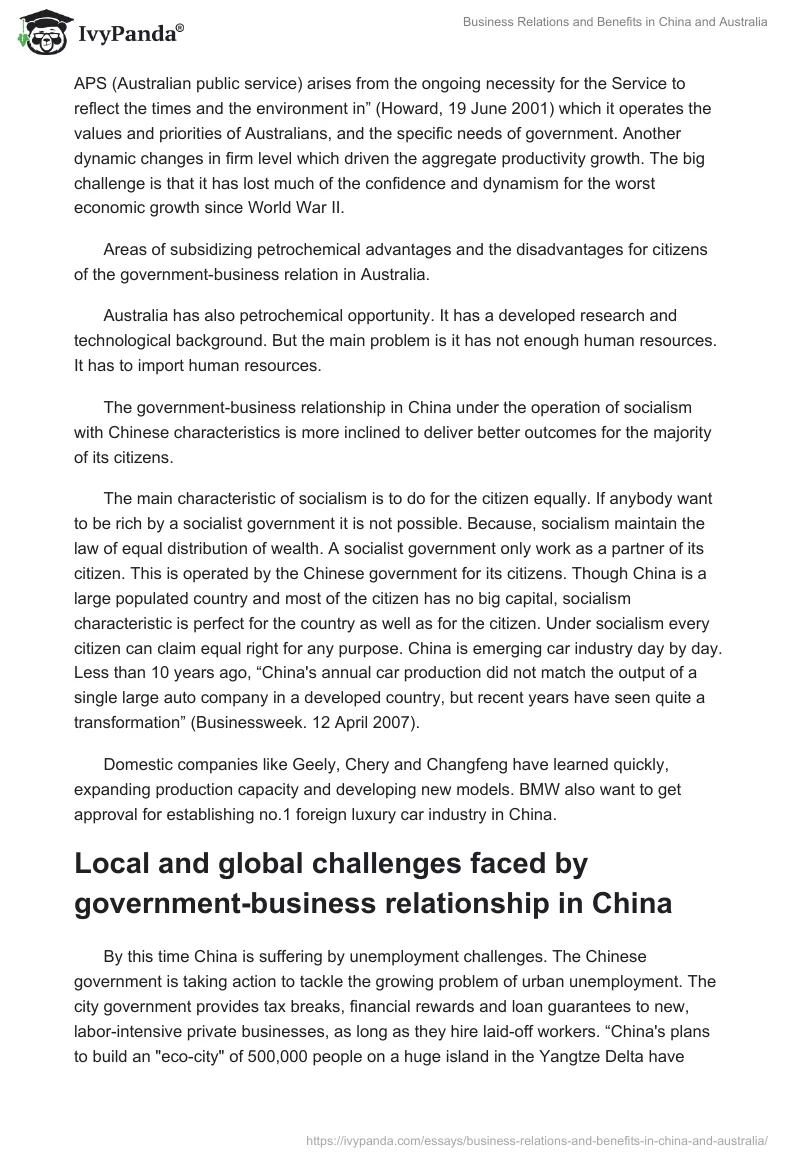 Business Relations and Benefits in China and Australia. Page 5