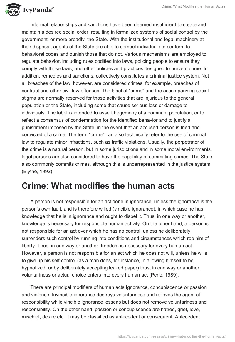 Crime: What Modifies the Human Acts?. Page 2