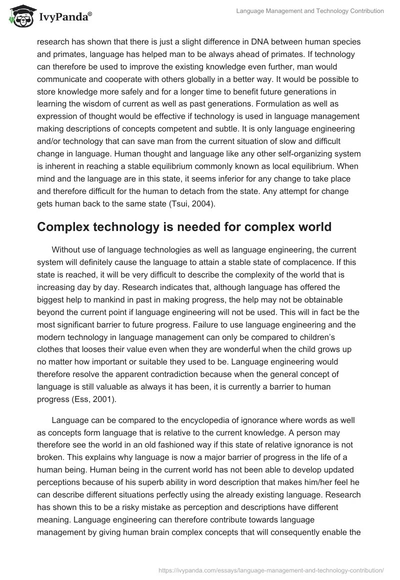 Language Management and Technology Contribution. Page 4