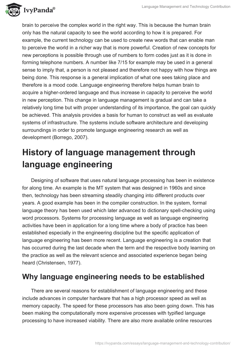 Language Management and Technology Contribution. Page 5