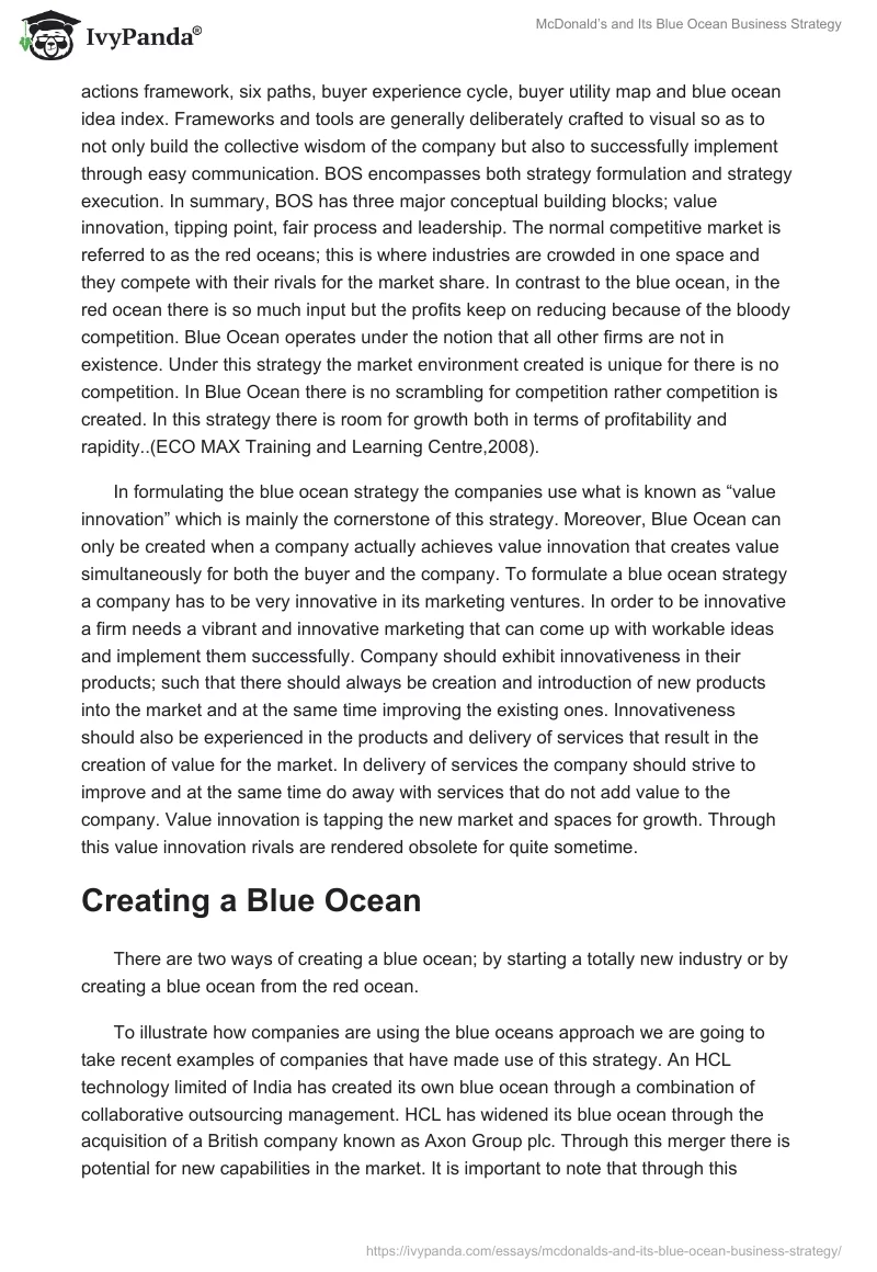 McDonald’s and Its Blue Ocean Business Strategy. Page 2