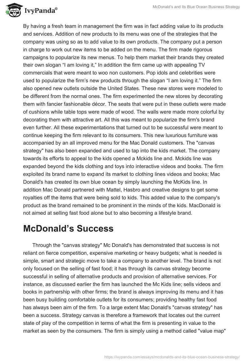 McDonald’s and Its Blue Ocean Business Strategy. Page 4