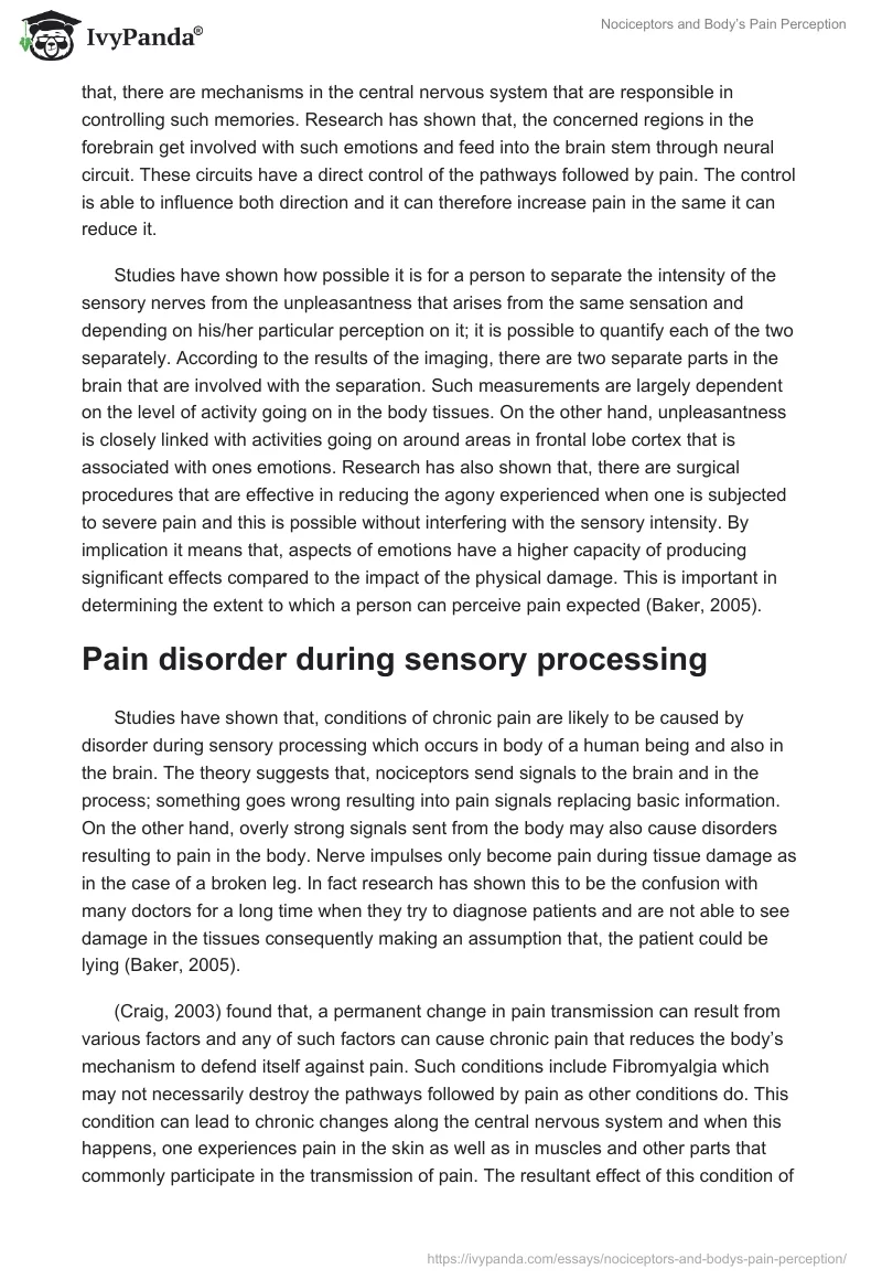 Nociceptors and Body’s Pain Perception. Page 5