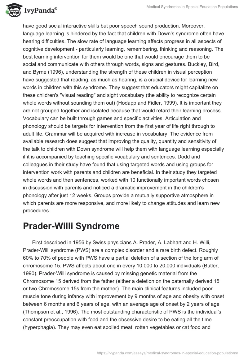 Medical Syndromes in Special Education Populations. Page 3