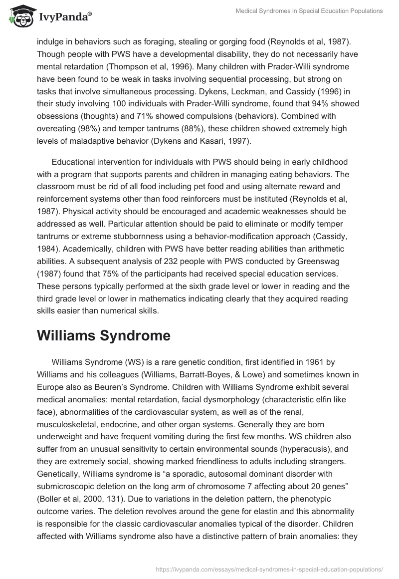 Medical Syndromes in Special Education Populations. Page 4