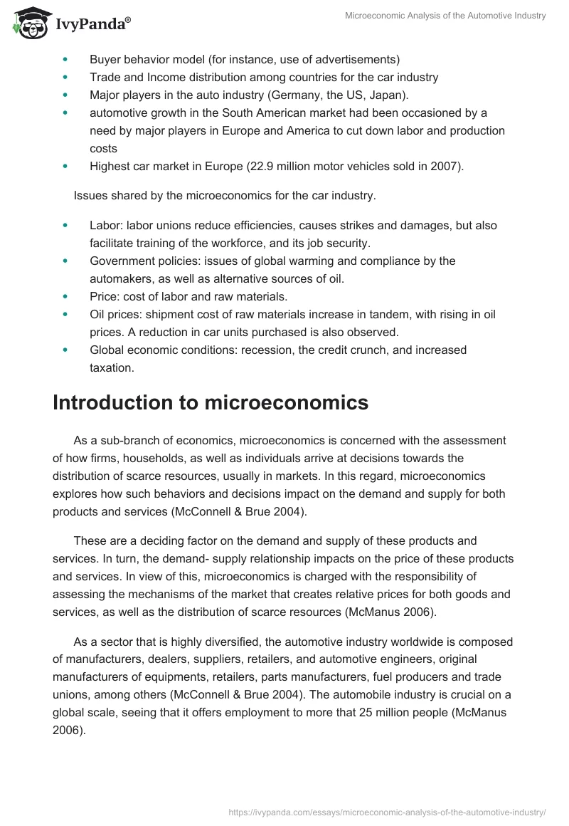 Microeconomic Analysis of the Automotive Industry. Page 3