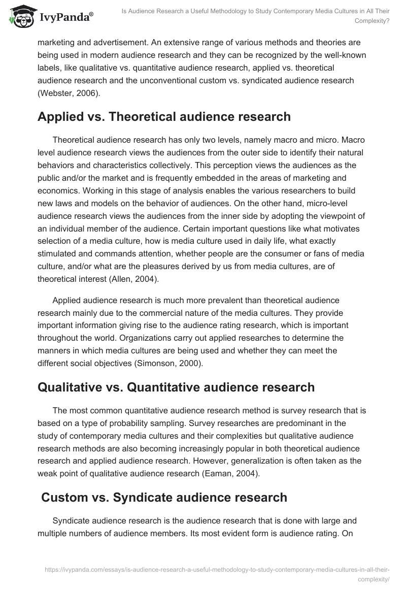 Is Audience Research a Useful Methodology to Study Contemporary Media Cultures in All Their Complexity?. Page 2