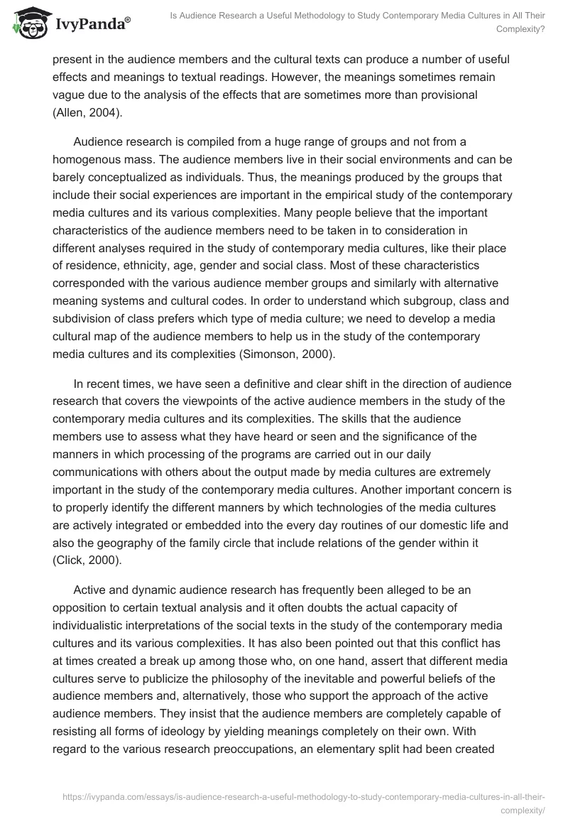 Is Audience Research a Useful Methodology to Study Contemporary Media Cultures in All Their Complexity?. Page 4
