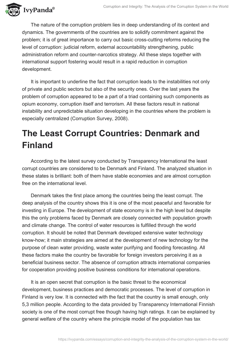 Corruption and Integrity: The Analysis of the Corruption System in the World. Page 3