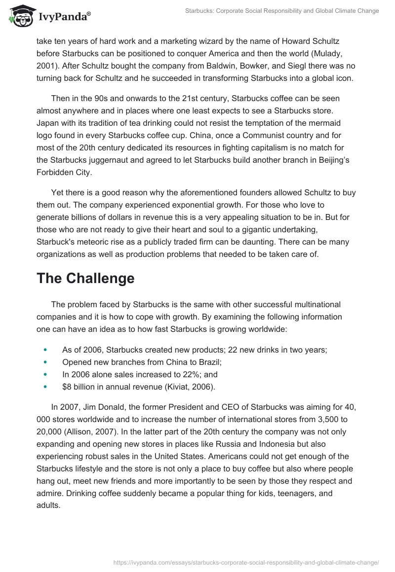 Starbucks: Corporate Social Responsibility and Global Climate Change. Page 2