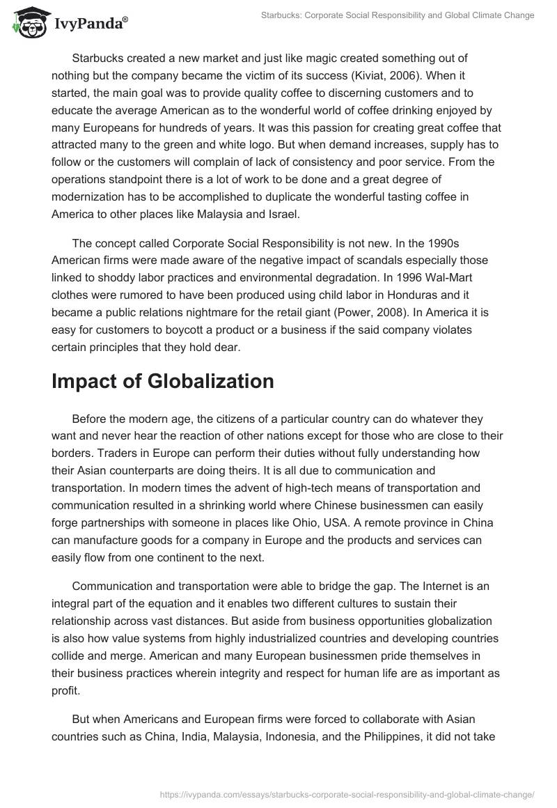 Starbucks: Corporate Social Responsibility and Global Climate Change. Page 3