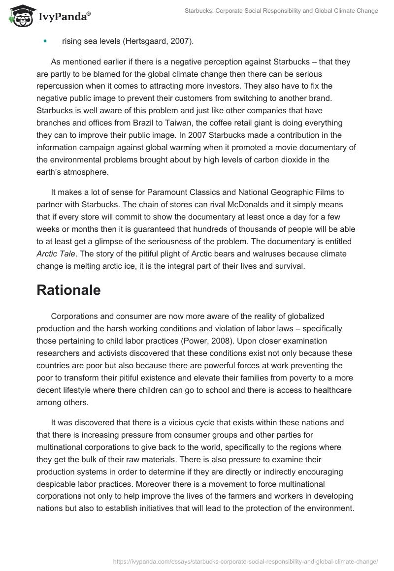 Starbucks: Corporate Social Responsibility and Global Climate Change. Page 5