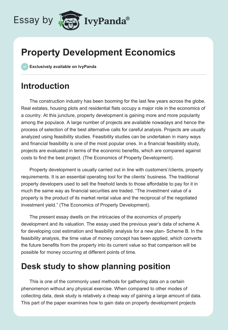 Property Development Economics. Page 1
