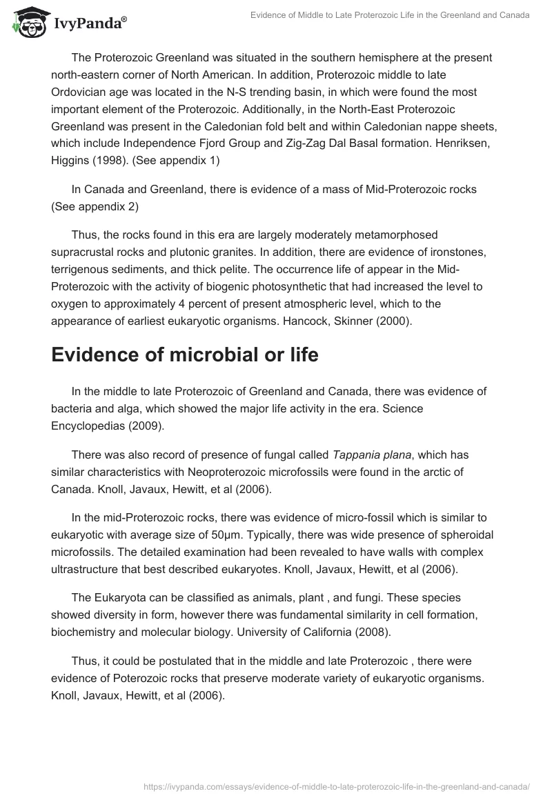 Evidence of Middle to Late Proterozoic Life in the Greenland and Canada. Page 2