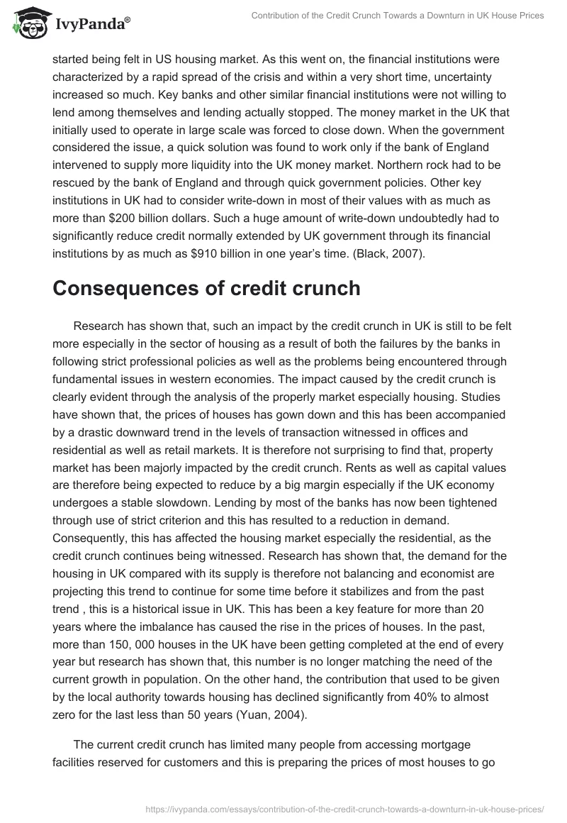 Contribution of the Credit Crunch Towards a Downturn in UK House Prices. Page 3