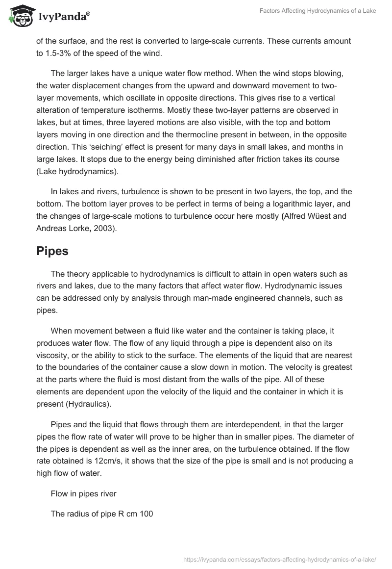 Factors Affecting Hydrodynamics of a Lake. Page 3