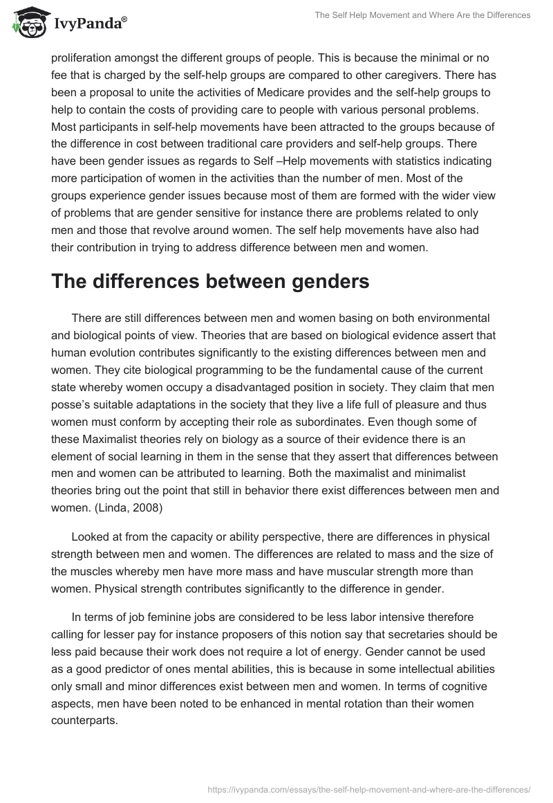 The Self Help Movement and Where Are the Differences. Page 2