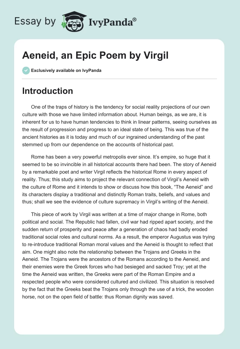 Aeneid, an Epic Poem by Virgil. Page 1