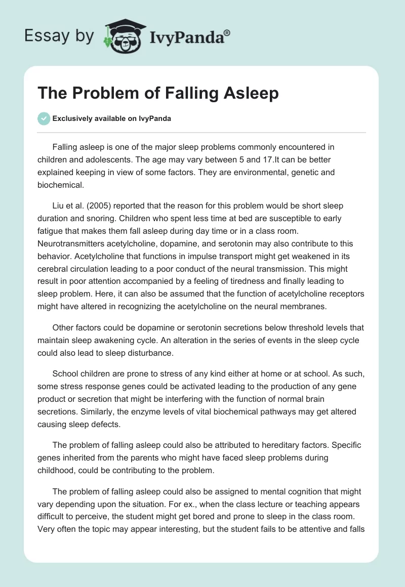 The Problem of Falling Asleep. Page 1