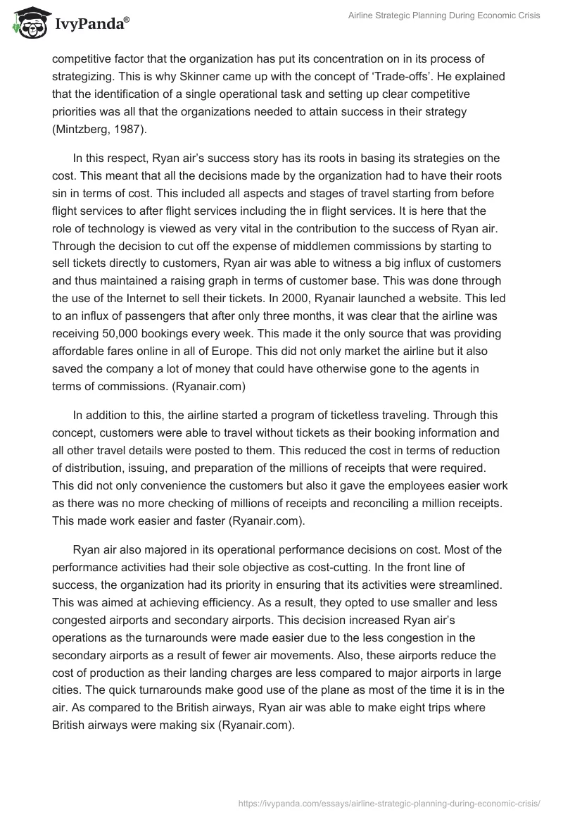 Airline Strategic Planning During Economic Crisis. Page 3
