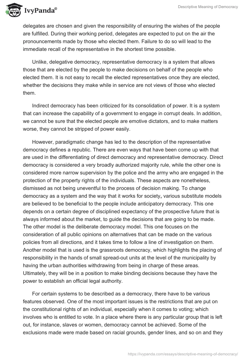 Descriptive Meaning of Democracy. Page 3
