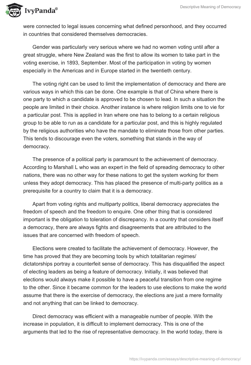 Descriptive Meaning of Democracy. Page 4