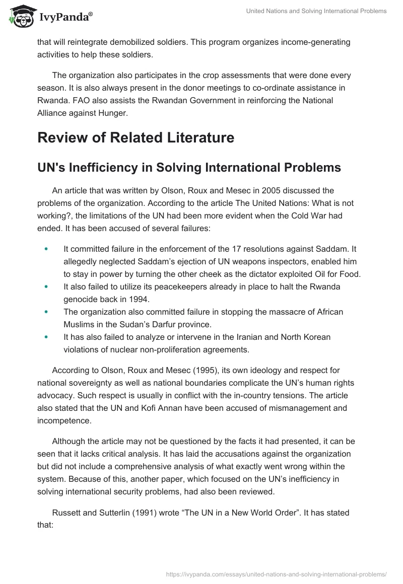 United Nations and Solving International Problems. Page 4