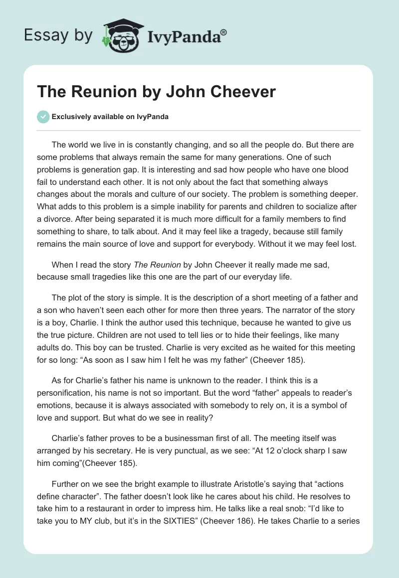 The Reunion by John Cheever. Page 1