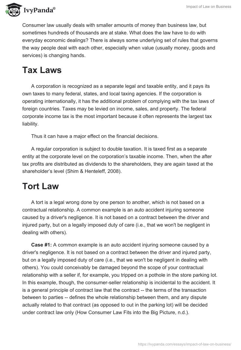 Impact of Law on Business. Page 3
