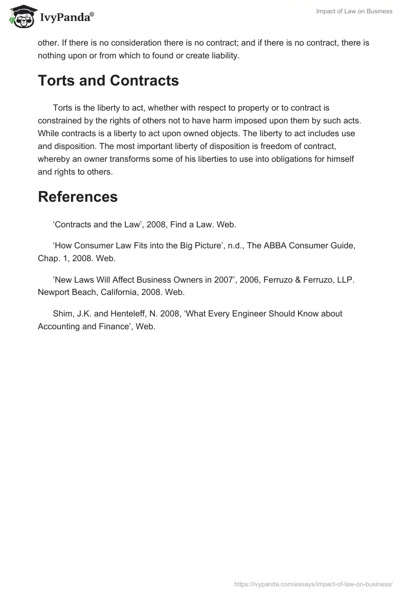 Impact of Law on Business. Page 5