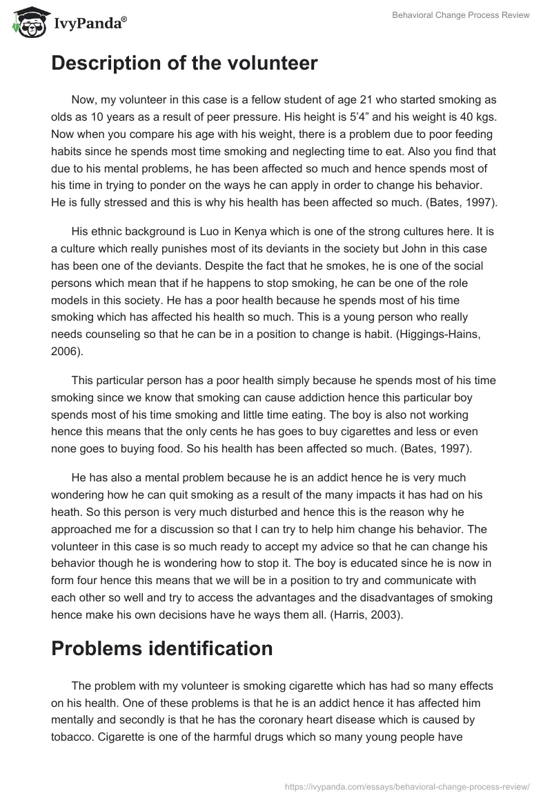 Behavioral Change Process Review. Page 2