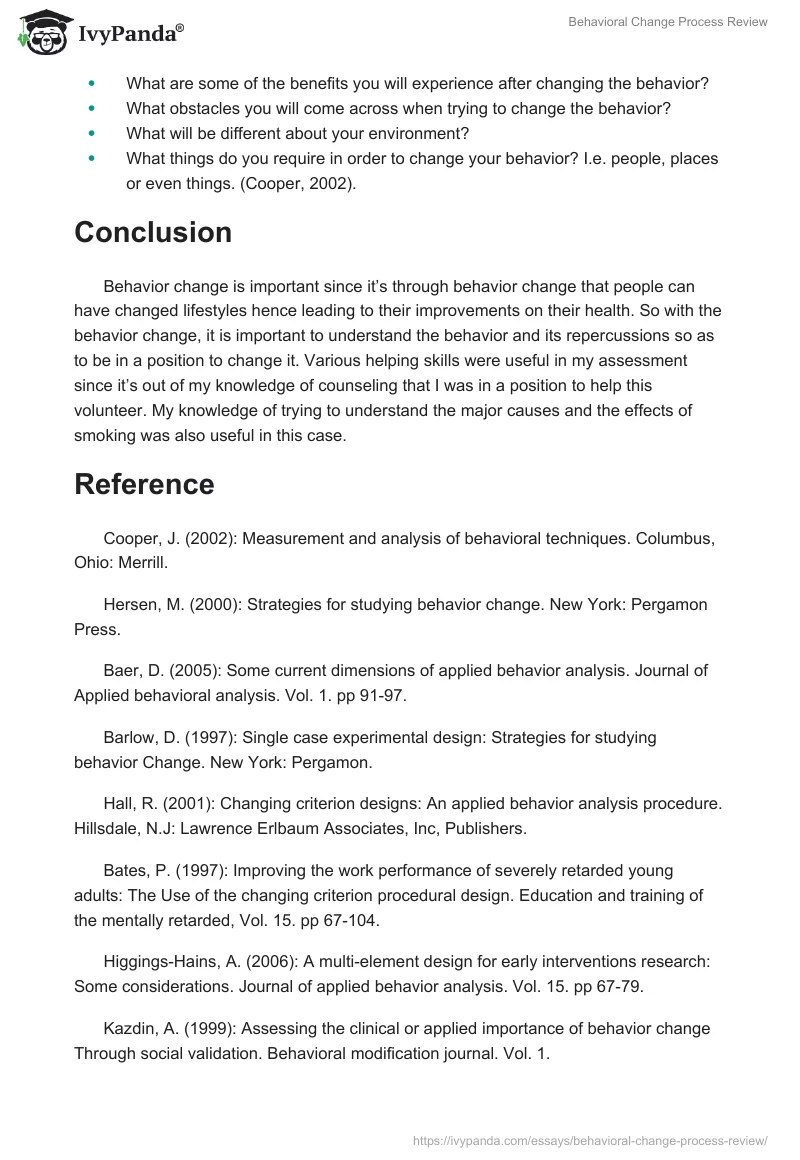 Behavioral Change Process Review. Page 5