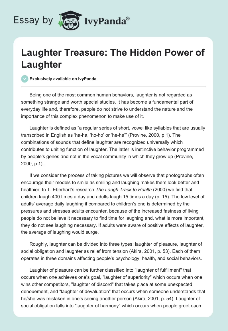 Laughter Treasure: The Hidden Power of Laughter. Page 1