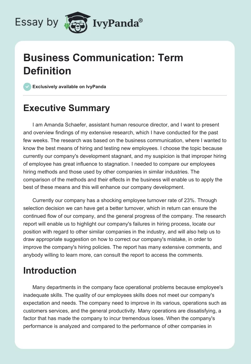 Business Communication: Term Definition. Page 1