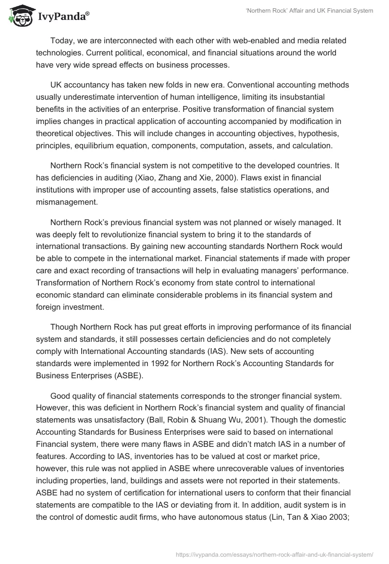 ‘Northern Rock’ Affair and UK Financial System. Page 2