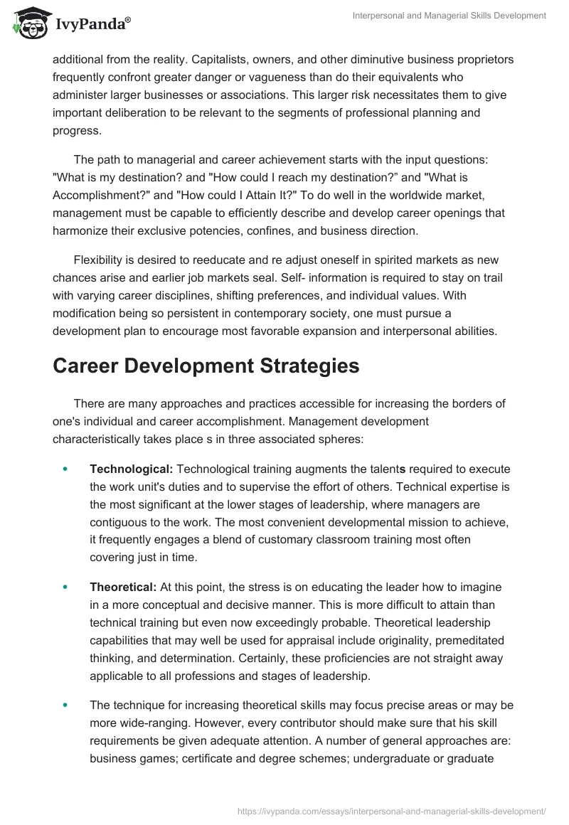 Interpersonal and Managerial Skills Development. Page 4