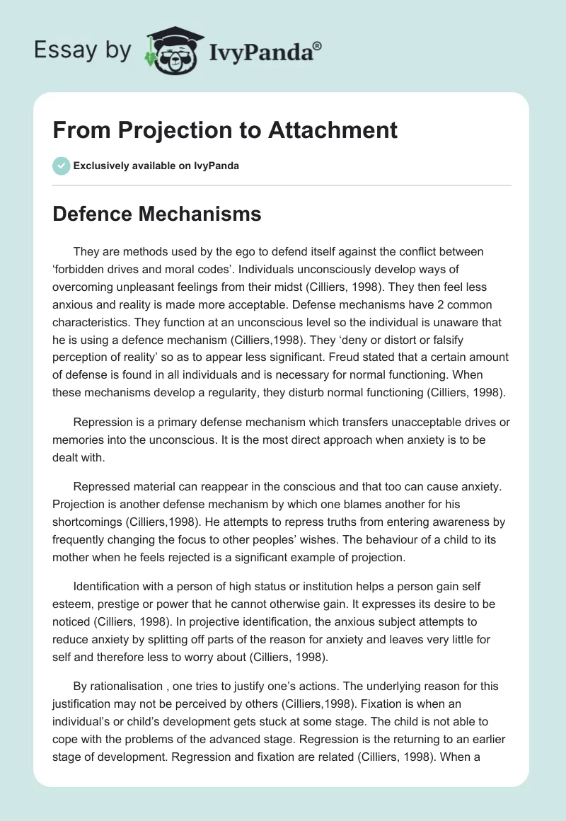 From Projection to Attachment. Page 1