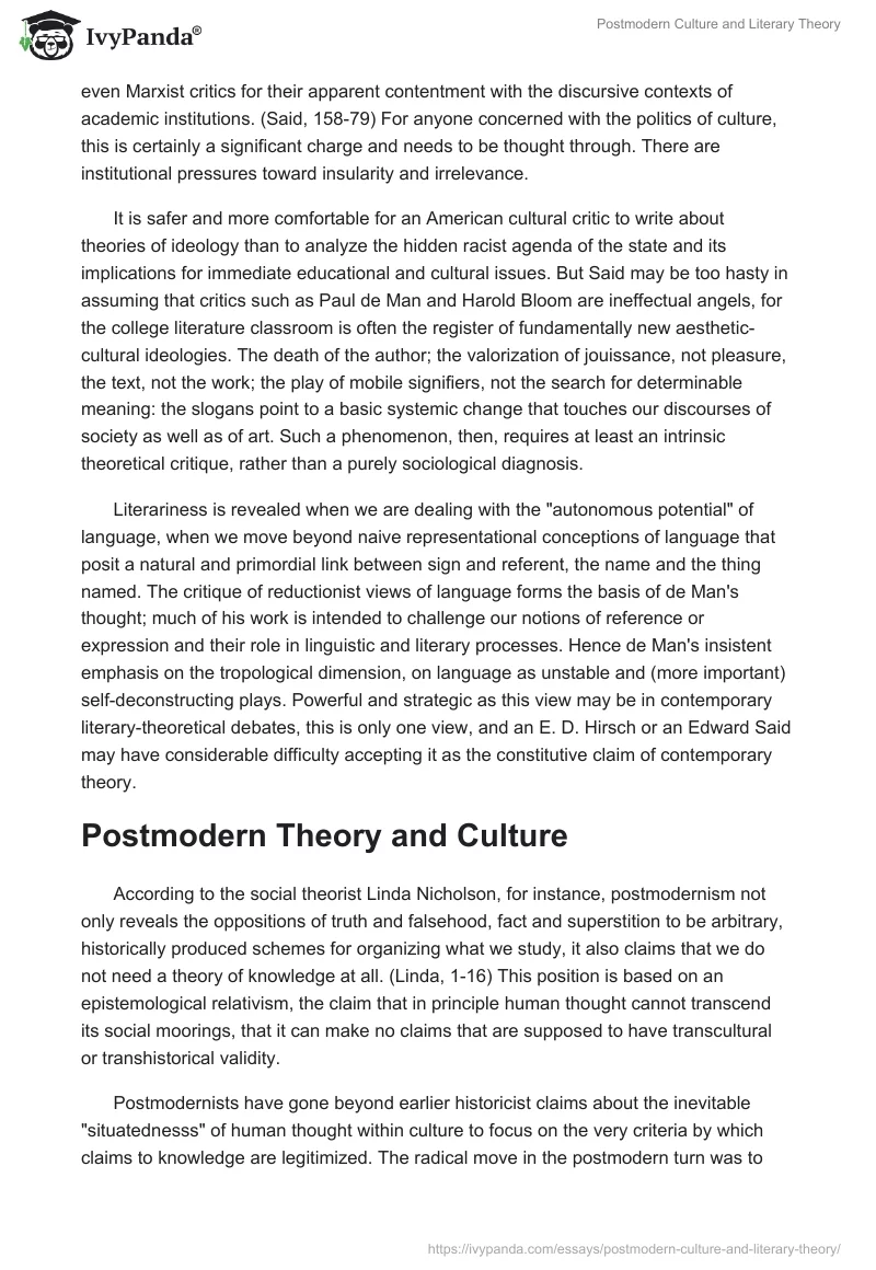 Postmodern Culture and Literary Theory. Page 2