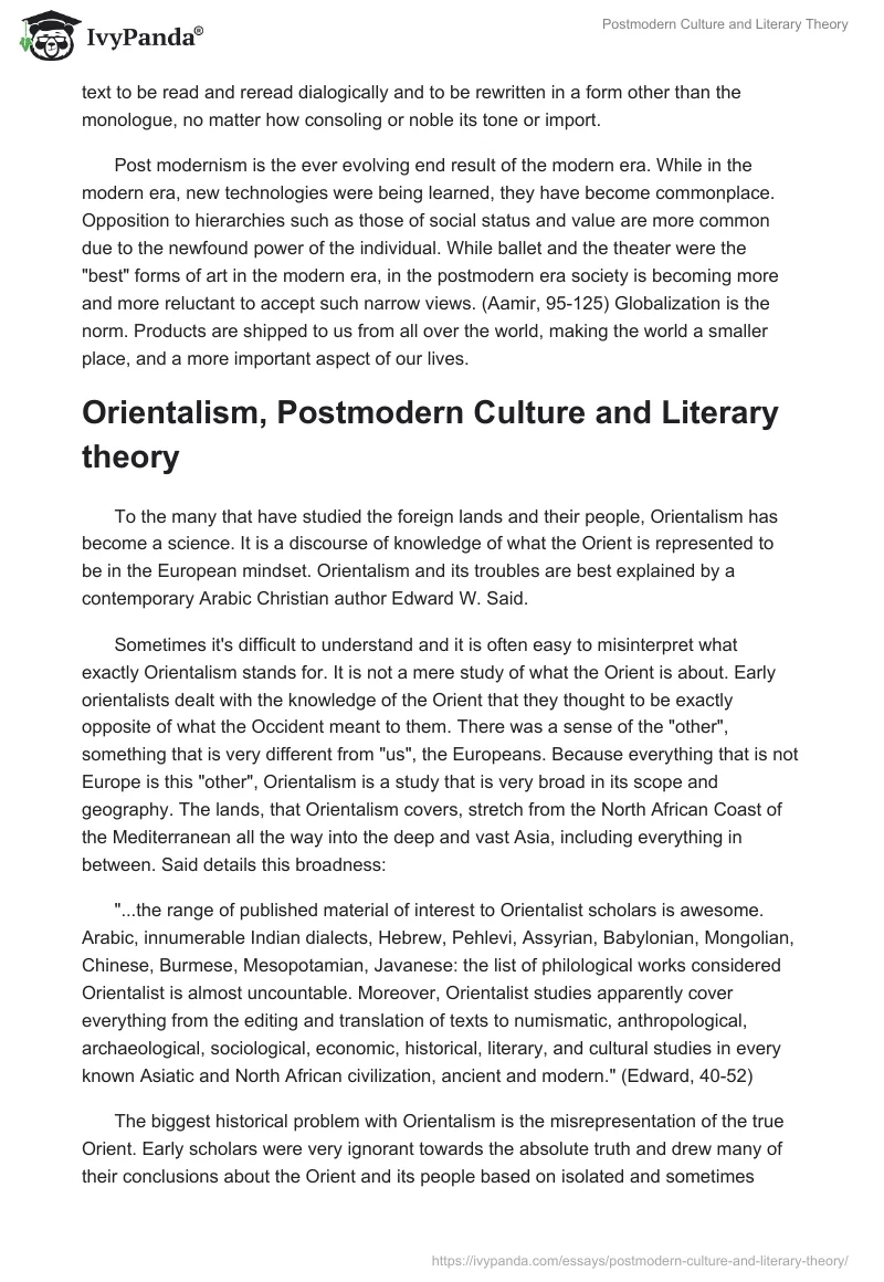Postmodern Culture and Literary Theory. Page 4