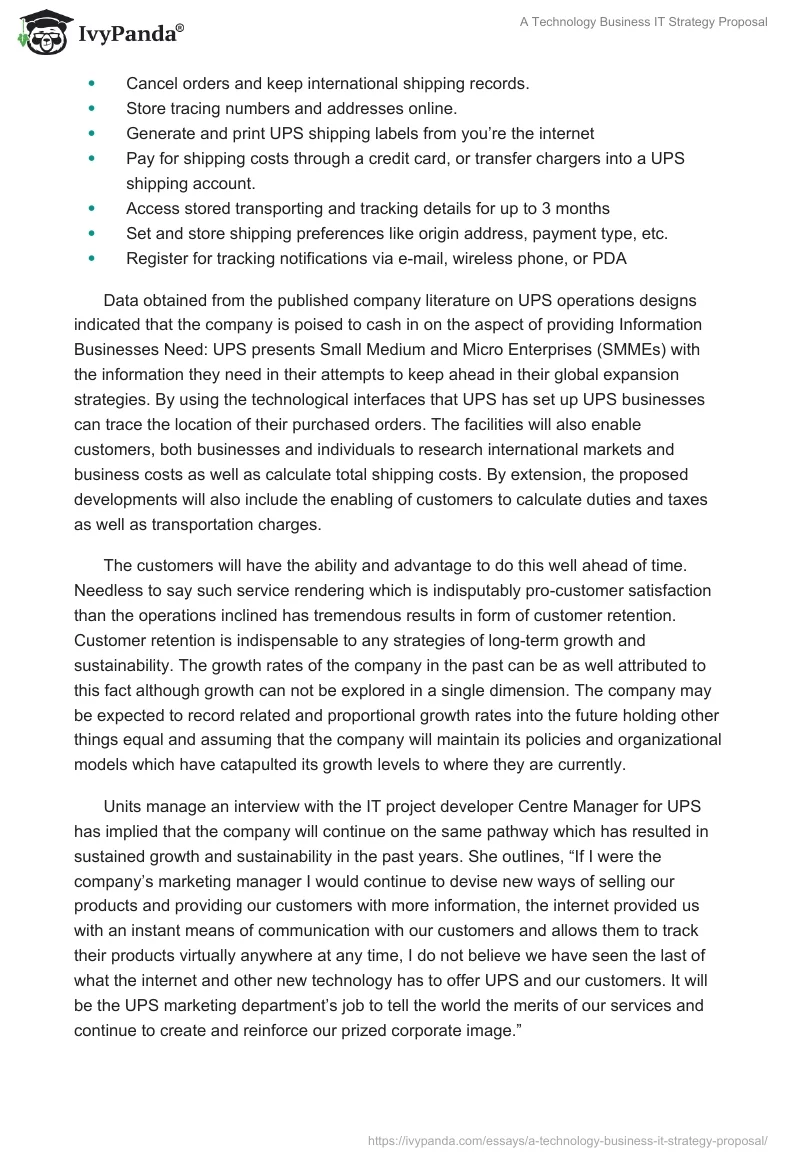 A Technology Business IT Strategy Proposal. Page 5