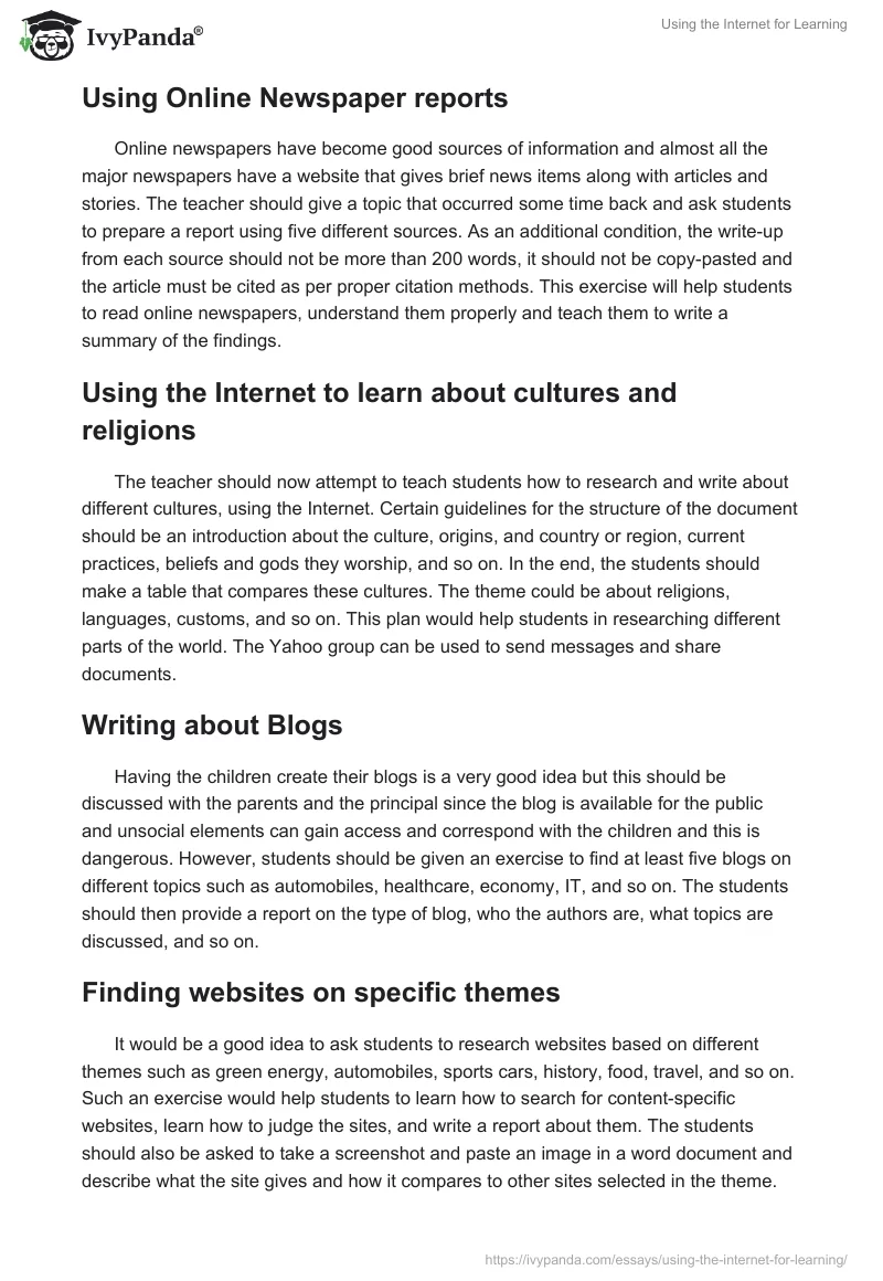 Using the Internet for Learning. Page 3
