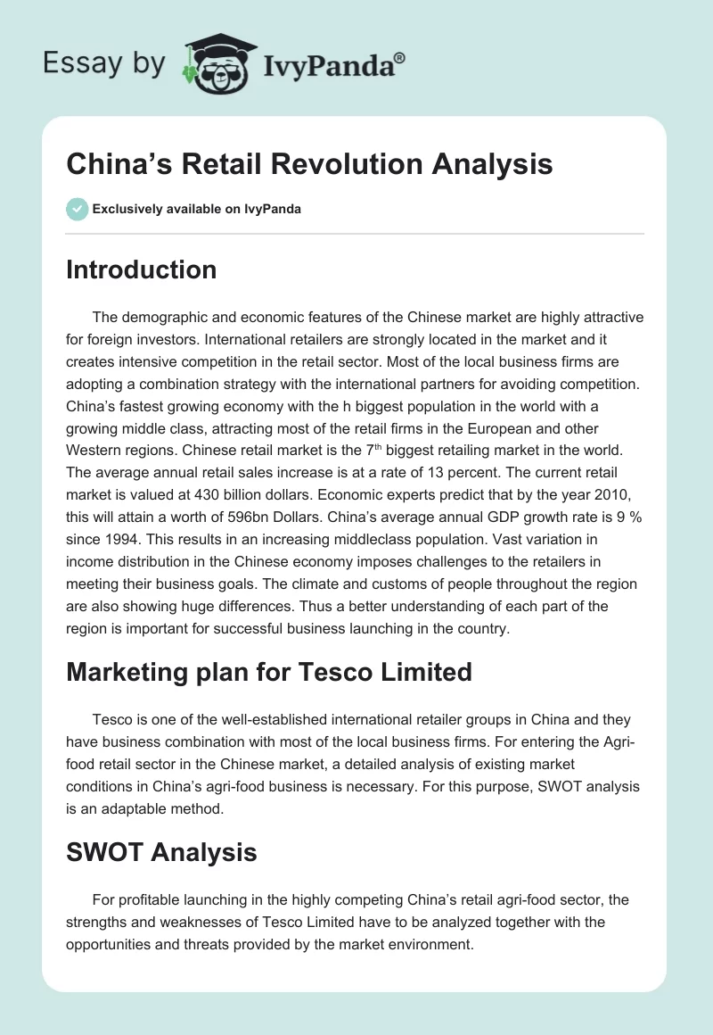 China’s Retail Revolution Analysis. Page 1
