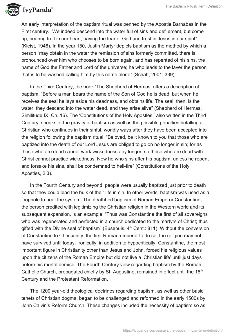 The Baptism Ritual: Term Definition. Page 2