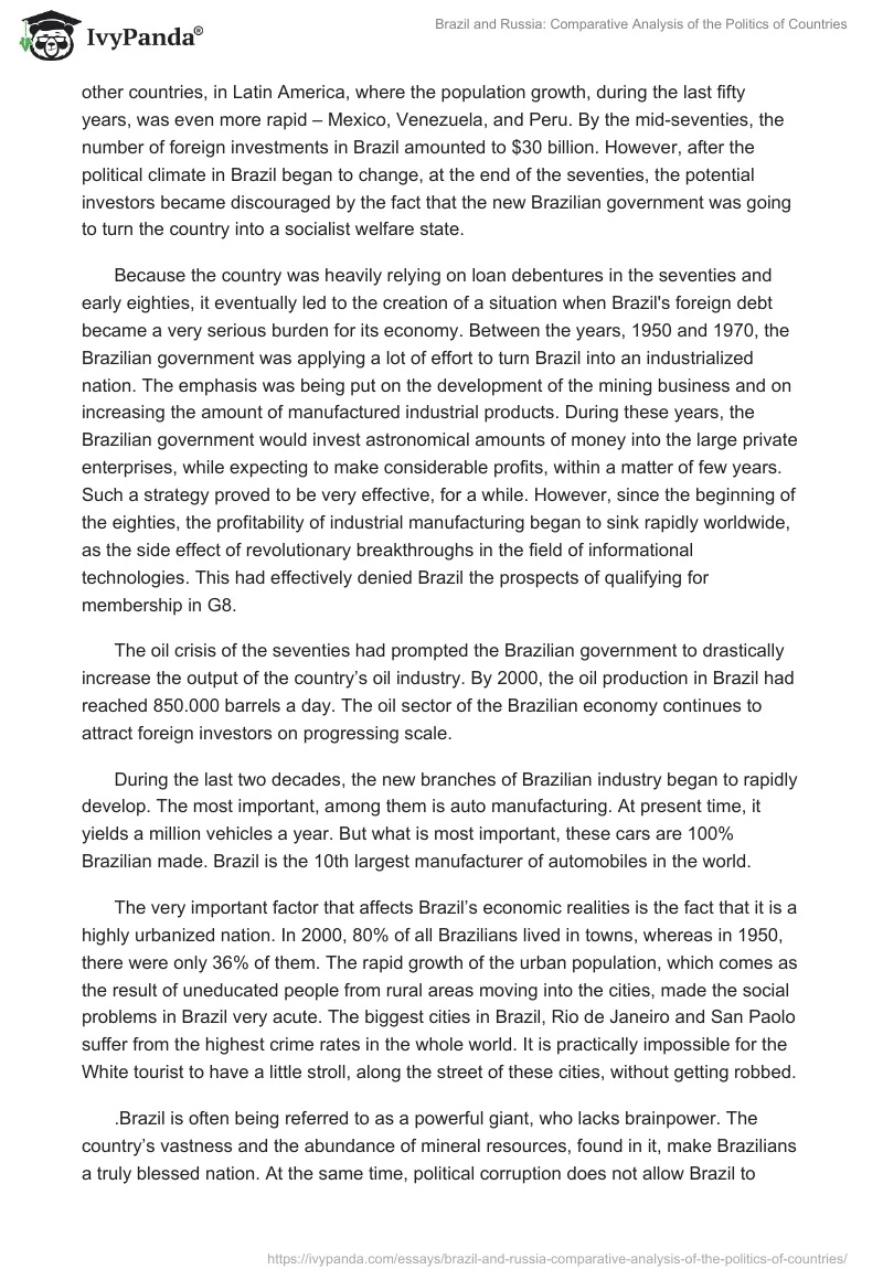 Brazil and Russia: Comparative Analysis of the Politics of Countries. Page 4