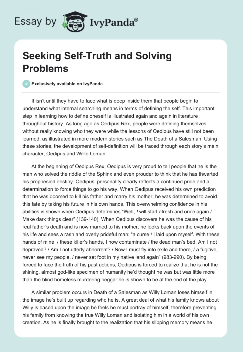 Seeking Self-Truth and Solving Problems. Page 1