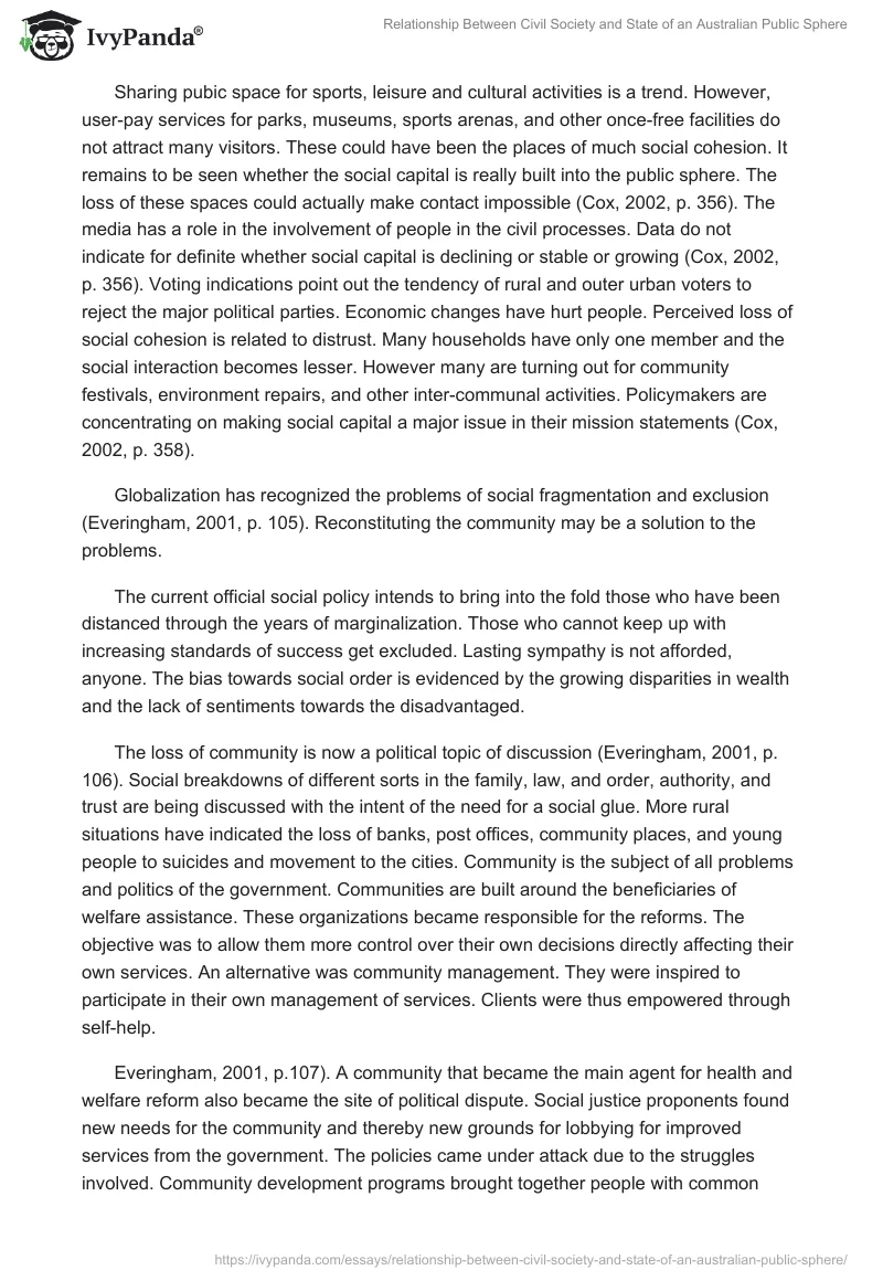 Relationship Between Civil Society and State of an Australian Public Sphere. Page 4